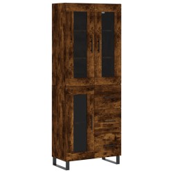 vidaXL Aparador alto madera contrachapada roble ahumado 69,5x34x180 cm