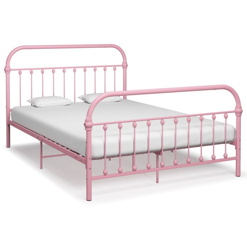 vidaXL Estructura de cama de metal rosa 120x200 cm vidaXL Estructura de cama de metal rosa 120x200 cm