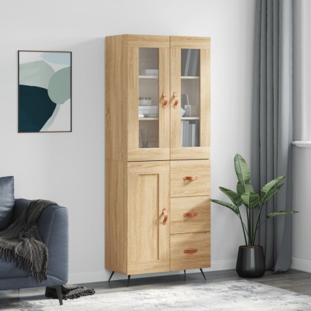 vidaXL Aparador alto madera contrachapada color roble 69,5x34x180 cm