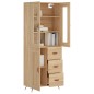 vidaXL Aparador alto madera contrachapada color roble 69,5x34x180 cm
