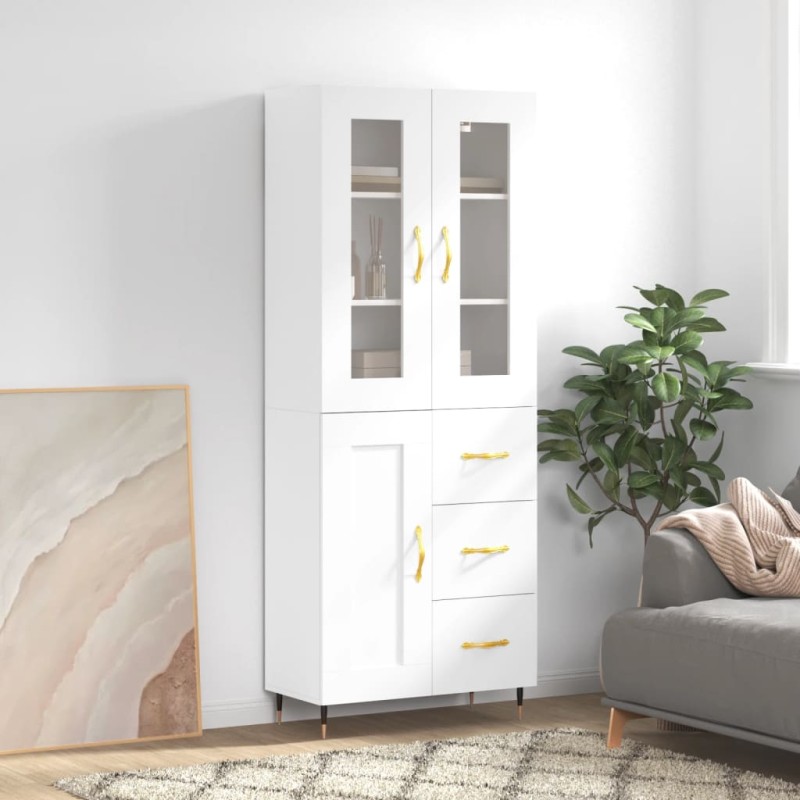 vidaXL Aparador alto madera contrachapada blanco 69,5x34x180 cm vidaXL Aparador alto madera contrachapada blanco 69,5x34x180 cm