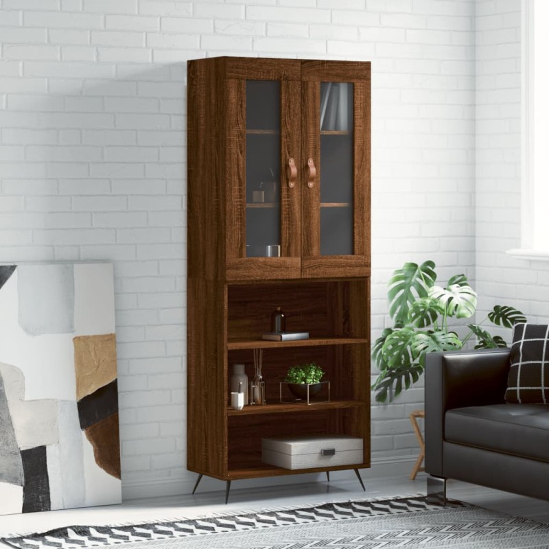 vidaXL Aparador alto madera contrachapada marrón roble 69,5x34x180 cm vidaXL Aparador alto madera contrachapada marrón roble 69,5x34x180 cm