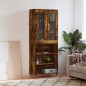 vidaXL Aparador alto madera contrachapada roble ahumado 69,5x34x180 cm
