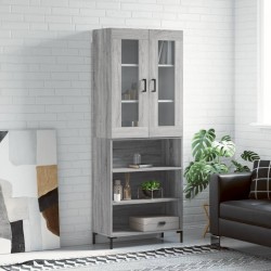vidaXL Aparador alto madera contrachapada gris sonoma 69,5x34x180 cm