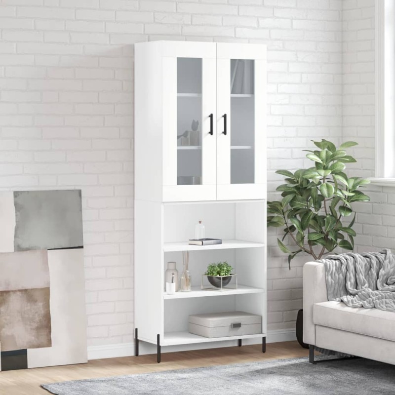 vidaXL Aparador alto madera contrachapada blanco brillo 69,5x34x180 cm vidaXL Aparador alto madera contrachapada blanco brillo 69,5x34x180 cm