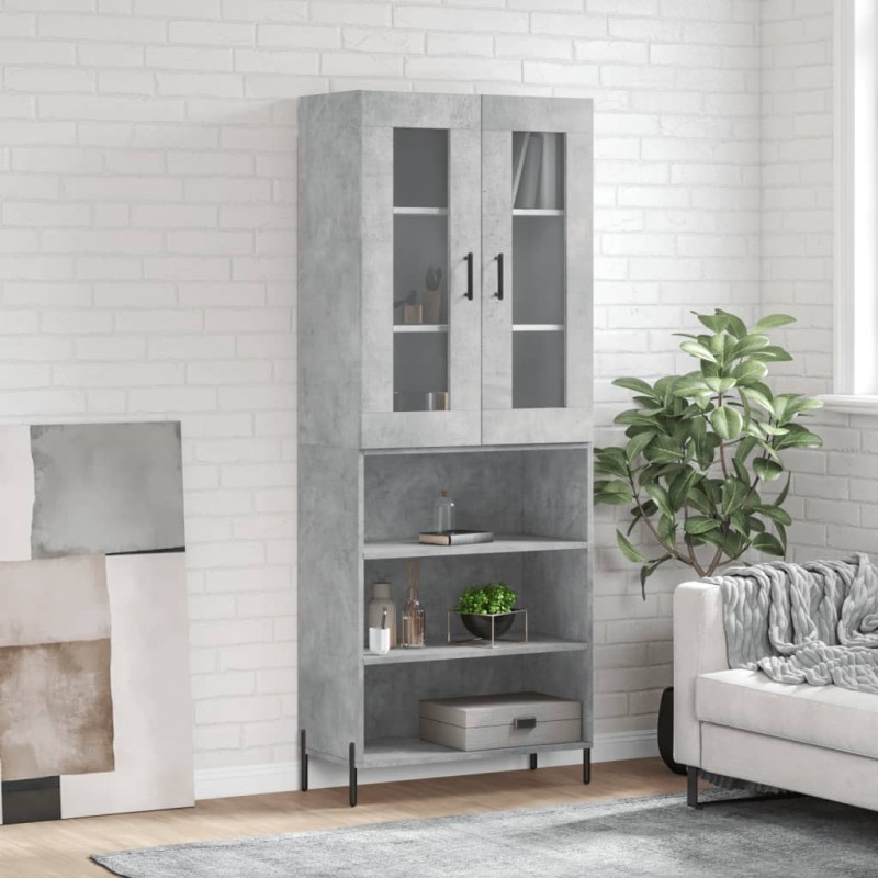 vidaXL Aparador alto madera contrachapada gris hormigón 69,5x34x180 cm vidaXL Aparador alto madera contrachapada gris hormigón 69,5x34x180 cm