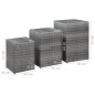 vidaXL Mesas auxiliares 3 pzas superficie vidrio ratán sintético gris vidaXL Mesas auxiliares 3 pzas superficie vidrio ratán sintético gris