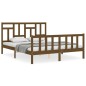 vidaXL Estructura de cama matrimonio con cabecero madera marrón miel vidaXL Estructura de cama matrimonio con cabecero madera marrón miel