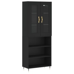 vidaXL Aparador alto madera contrachapada negro 69,5x34x180 cm
