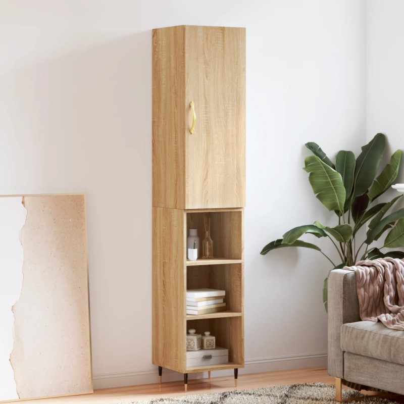 vidaXL Aparador de madera contrachapada roble Sonoma 34,5x34x180 cm