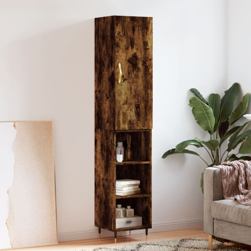 vidaXL Aparador de madera contrachapada roble ahumado 34,5x34x180 cm vidaXL Aparador de madera contrachapada roble ahumado 34,5x34x180 cm