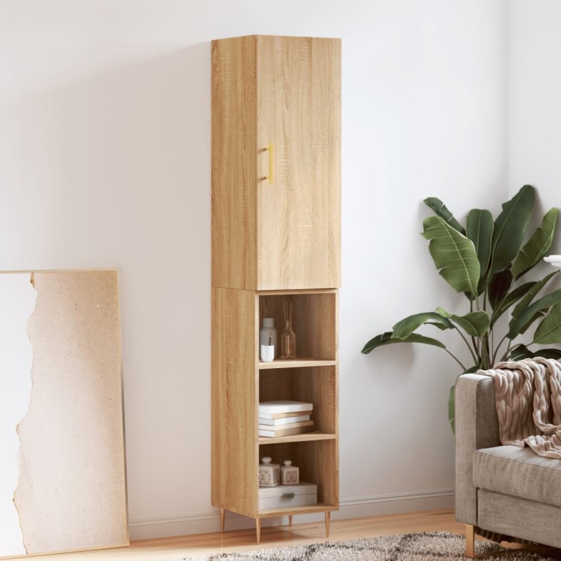 vidaXL Aparador de madera contrachapada roble Sonoma 34,5x34x180 cm vidaXL Aparador de madera contrachapada roble Sonoma 34,5x34x180 cm
