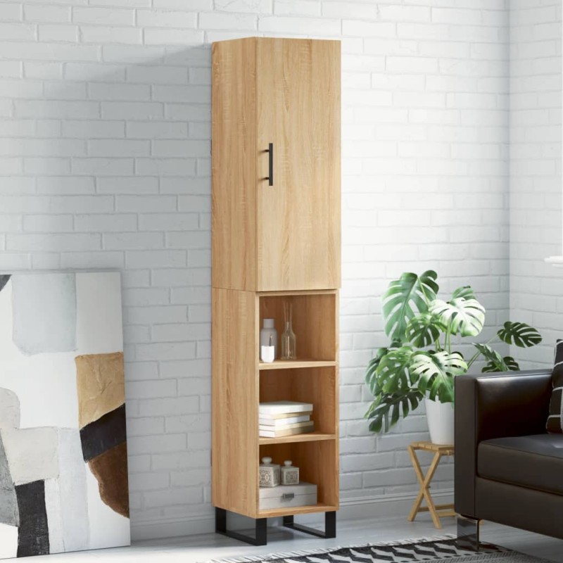 vidaXL Aparador de madera contrachapada roble Sonoma 34,5x34x180 cm vidaXL Aparador de madera contrachapada roble Sonoma 34,5x34x180 cm