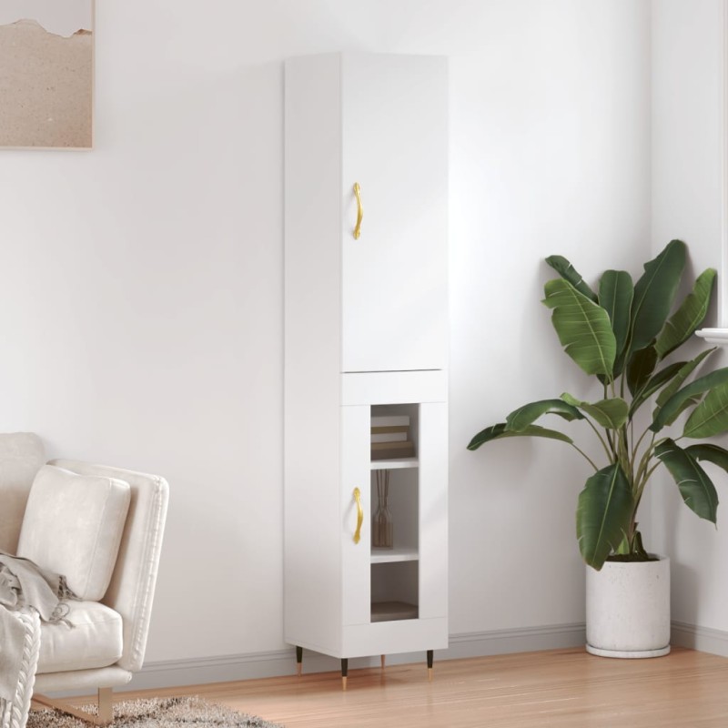 vidaXL Aparador alto madera contrachapada blanco 34,5x34x180 cm vidaXL Aparador alto madera contrachapada blanco 34,5x34x180 cm