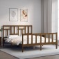 vidaXL Estructura de cama matrimonio con cabecero madera marrón miel vidaXL Estructura de cama matrimonio con cabecero madera marrón miel