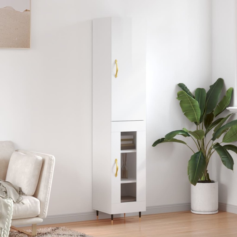 vidaXL Aparador alto madera contrachapada blanco brillo 34,5x34x180 cm vidaXL Aparador alto madera contrachapada blanco brillo 34,5x34x180 cm