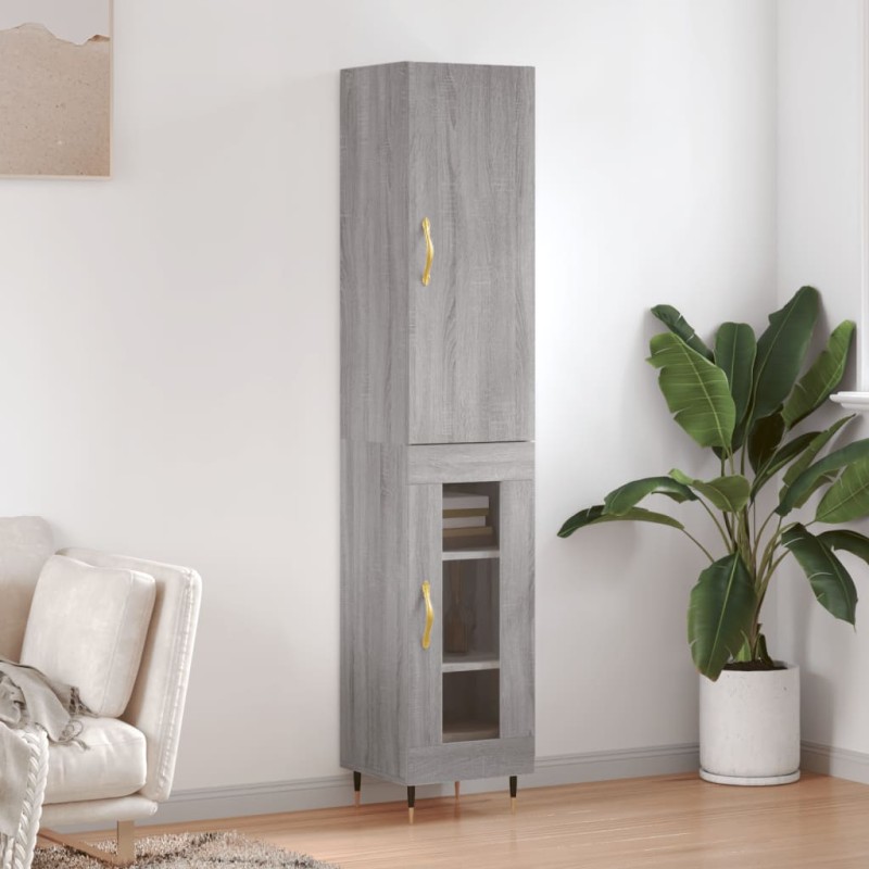 vidaXL Aparador alto madera contrachapada gris Sonoma 34,5x34x180 cm vidaXL Aparador alto madera contrachapada gris Sonoma 34,5x34x180 cm