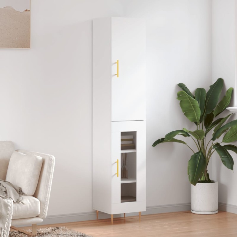 vidaXL Aparador alto madera contrachapada blanco 34,5x34x180 cm vidaXL Aparador alto madera contrachapada blanco 34,5x34x180 cm