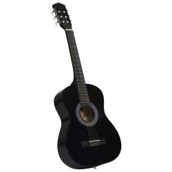 vidaXL Guitarra clásica para niños y principiantes negro 3/4 36"       