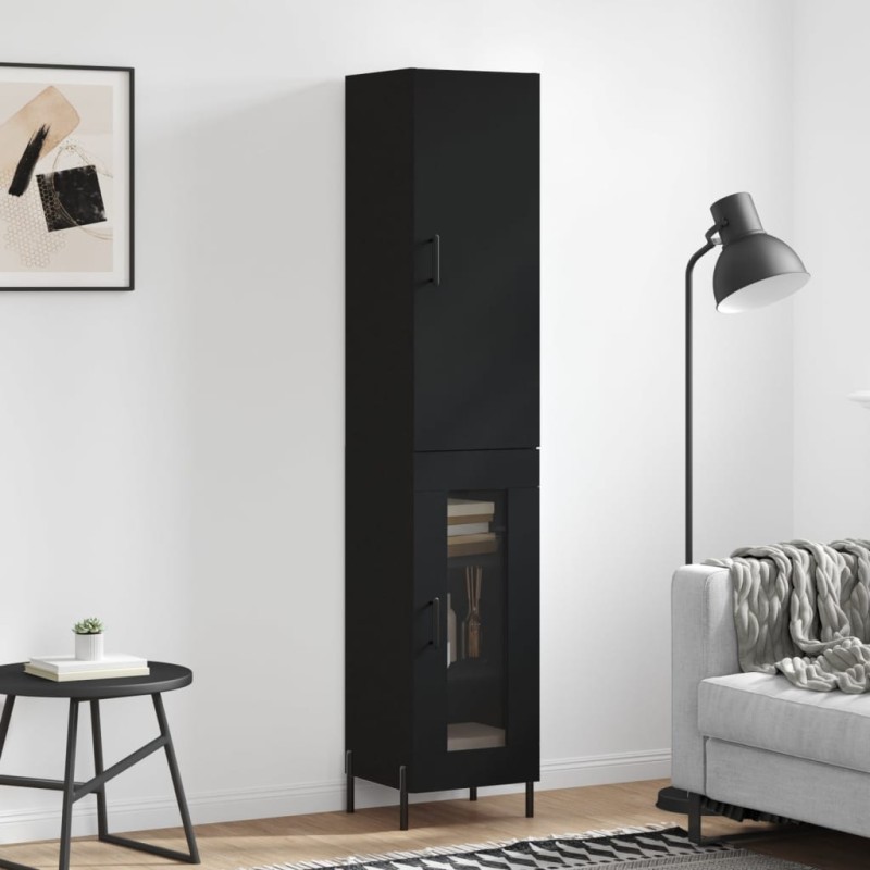 vidaXL Aparador de madera contrachapada negro 34,5x34x180 cm vidaXL Aparador de madera contrachapada negro 34,5x34x180 cm