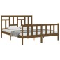vidaXL Estructura de cama matrimonio con cabecero madera marrón miel vidaXL Estructura de cama matrimonio con cabecero madera marrón miel