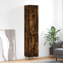 vidaXL Aparador de madera contrachapada roble ahumado 34,5x34x180 cm