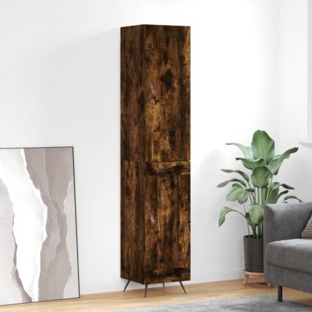vidaXL Aparador de madera contrachapada roble ahumado 34,5x34x180 cm