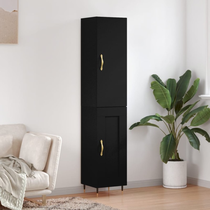 vidaXL Aparador de madera contrachapada negro 34,5x34x180 cm vidaXL Aparador de madera contrachapada negro 34,5x34x180 cm