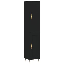 vidaXL Aparador de madera contrachapada negro 34,5x34x180 cm