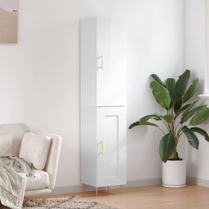 vidaXL Aparador alto madera contrachapada blanco brillo 34,5x34x180 cm vidaXL Aparador alto madera contrachapada blanco brillo 34,5x34x180 cm