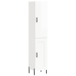 vidaXL Aparador alto madera contrachapada blanco brillo 34,5x34x180 cm