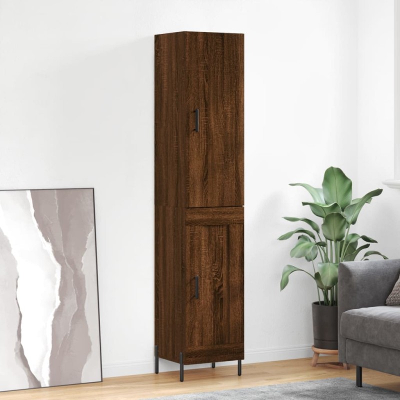 vidaXL Aparador alto madera contrachapada roble marrón 34,5x34x180 cm vidaXL Aparador alto madera contrachapada roble marrón 34,5x34x180 cm