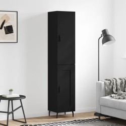 vidaXL Aparador de madera contrachapada negro 34,5x34x180 cm