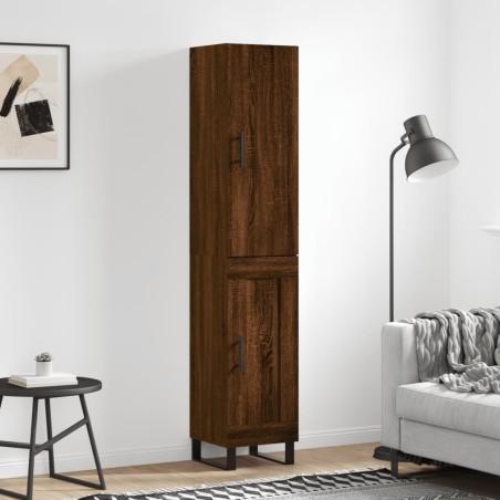 vidaXL Aparador alto madera contrachapada roble marrón 34,5x34x180 cm