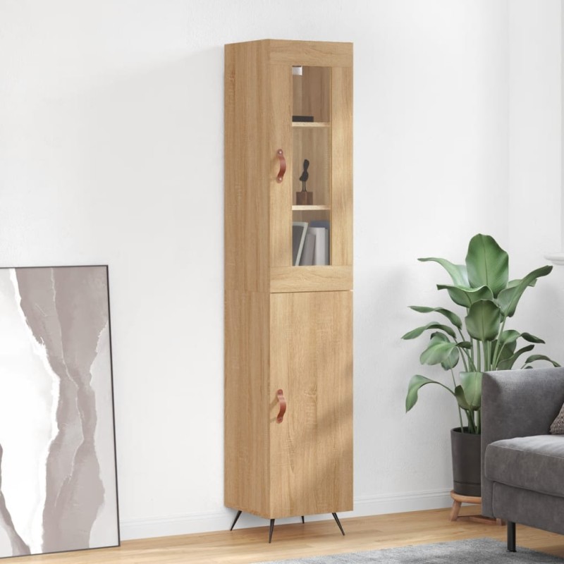 vidaXL Aparador de madera contrachapada roble Sonoma 34,5x34x180 cm vidaXL Aparador de madera contrachapada roble Sonoma 34,5x34x180 cm