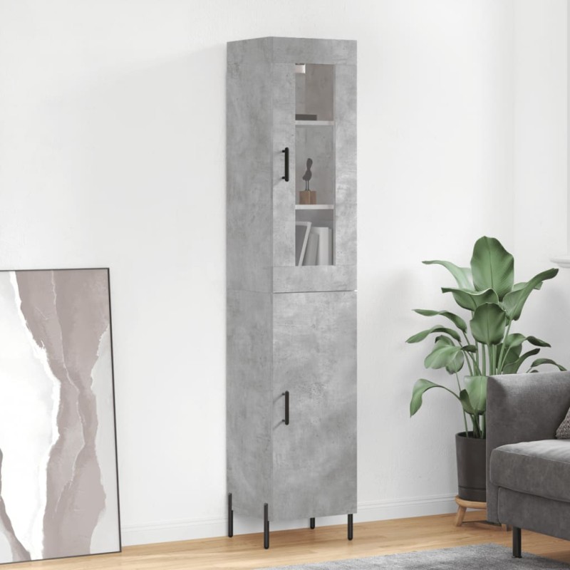 vidaXL Aparador de madera contrachapada gris hormigón 34,5x34x180 cm vidaXL Aparador de madera contrachapada gris hormigón 34,5x34x180 cm