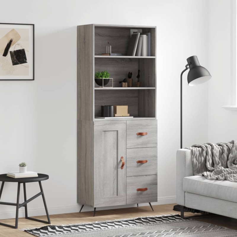 vidaXL Aparador alto madera contrachapada gris sonoma 69,5x34x180 cm vidaXL Aparador alto madera contrachapada gris sonoma 69,5x34x180 cm