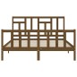vidaXL Estructura de cama matrimonio con cabecero madera marrón miel vidaXL Estructura de cama matrimonio con cabecero madera marrón miel