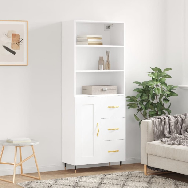 vidaXL Aparador alto madera contrachapada blanco 69,5x34x180 cm vidaXL Aparador alto madera contrachapada blanco 69,5x34x180 cm