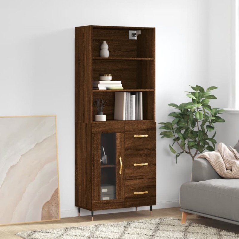 vidaXL Aparador alto madera contrachapada marrón roble 69,5x34x180 cm vidaXL Aparador alto madera contrachapada marrón roble 69,5x34x180 cm