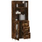 vidaXL Aparador alto madera contrachapada roble ahumado 69,5x34x180 cm