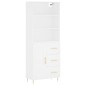 vidaXL Aparador alto madera contrachapada blanco 69,5x34x180 cm
