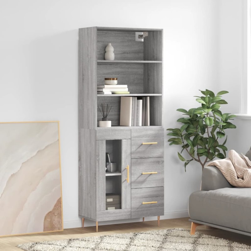 vidaXL Aparador alto madera contrachapada gris sonoma 69,5x34x180 cm vidaXL Aparador alto madera contrachapada gris sonoma 69,5x34x180 cm