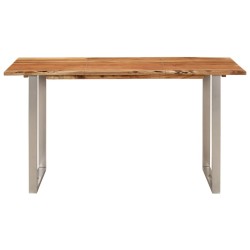 vidaXL Mesa de comedor de madera maciza de acacia 140x70x76 cm