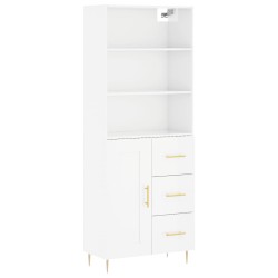 vidaXL Aparador alto madera contrachapada blanco brillo 69,5x34x180 cm
