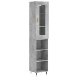 vidaXL Aparador de madera contrachapada gris hormigón 34,5x34x180 cm