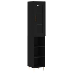 vidaXL Aparador de madera contrachapada negro 34,5x34x180 cm