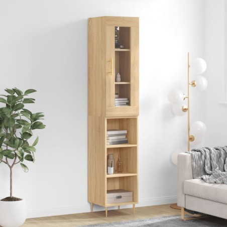 vidaXL Aparador de madera contrachapada roble Sonoma 34,5x34x180 cm