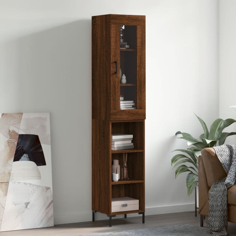 vidaXL Aparador alto madera contrachapada roble marrón 34,5x34x180 cm vidaXL Aparador alto madera contrachapada roble marrón 34,5x34x180 cm