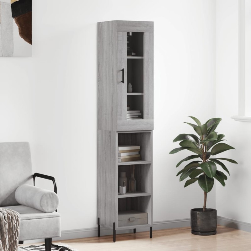vidaXL Aparador alto madera contrachapada gris Sonoma 34,5x34x180 cm vidaXL Aparador alto madera contrachapada gris Sonoma 34,5x34x180 cm